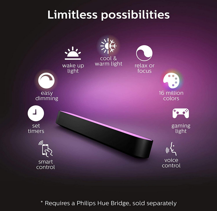 Philips - Hue Play White & Color Ambiance Smart LED Bar Light - Black (Single Pack) - Image 2