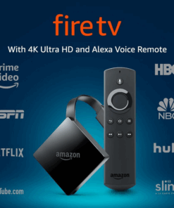 Amazon Fire TV with 4K Ultra HD, HDR with Alexa Voice Remote Streaming Media Player Dual-band MIMO 802.11ac Wi-Fi - BLACK (Pendant Design)