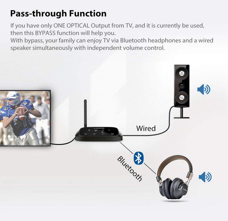 Avantree Oasis Plus aptX HD Long Range Bluetooth Transmitter Receiver for TV Audio, Home Stereo, Optical Digital, AUX & RCA, Wired & Wireless Simultaneously, Dual Link Low Latency - Image 3