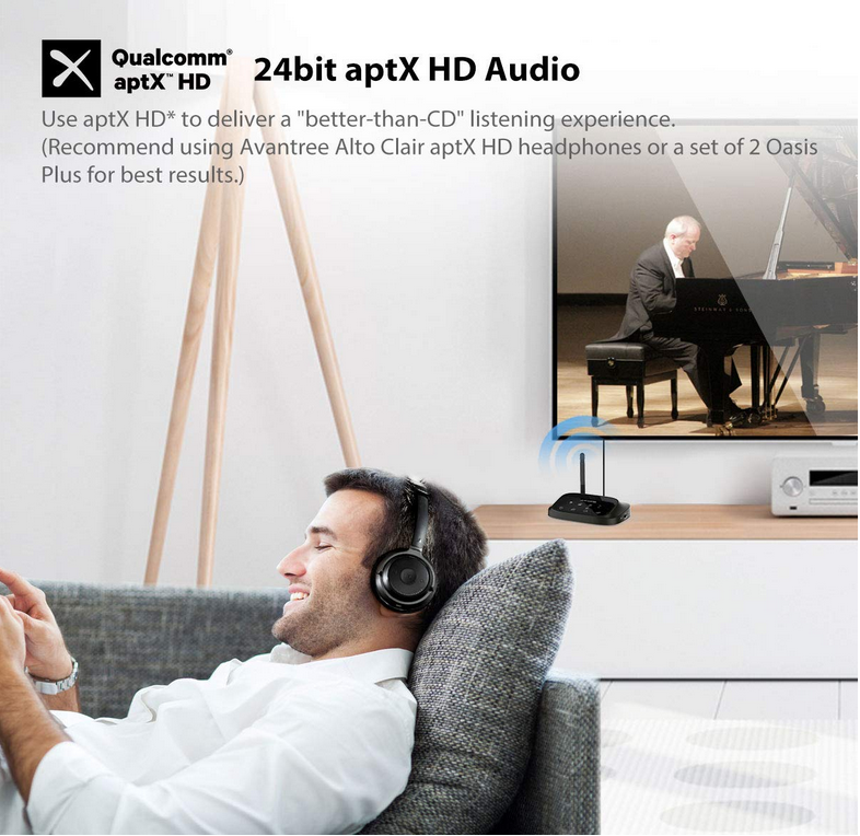 Avantree Oasis Plus aptX HD Long Range Bluetooth Transmitter Receiver for TV Audio, Home Stereo, Optical Digital, AUX & RCA, Wired & Wireless Simultaneously, Dual Link Low Latency - Image 5