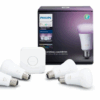 Philips Hue White and Color Ambiance A19 60W Equivalent LED Smart Bulb Starter Kit (4 A19 Bulbs) Compatible with Amazon Alexa Apple HomeKit and Google Assistant