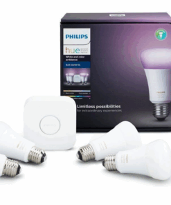 Philips Hue White and Color Ambiance A19 60W Equivalent LED Smart Bulb Starter Kit (4 A19 Bulbs) Compatible with Amazon Alexa Apple HomeKit and Google Assistant