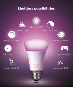 Alternative view of Philips Hue White and Color Ambiance A19 60W Equivalent LED Smart Bulb Starter Kit (4 A19 Bulbs) Compatible with Amazon Alexa Apple HomeKit and Google Assistant