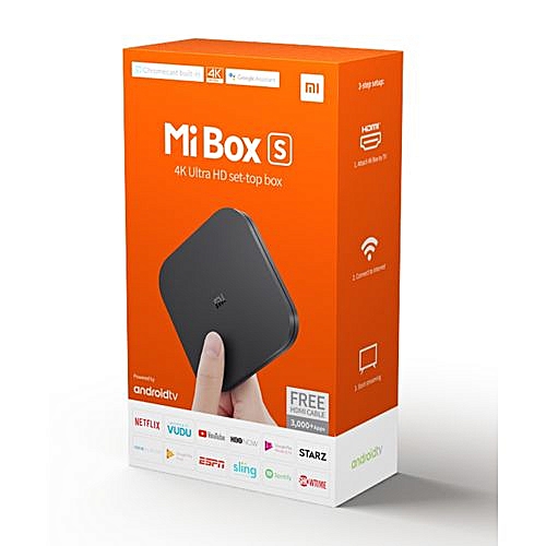 XIAOMI Mi Box S 4K HDR Android TV 8.1 with Google Assistant Remote - Wi-Fi - Bluetooth 4.2 2GB RAM 8 GB Memory - Black