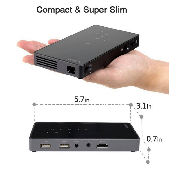 AUN Android 7.1 WIFI, Bluetooth, HDMI, Home Theater 2G+32G Mini D5S Smart Projector - Image 4