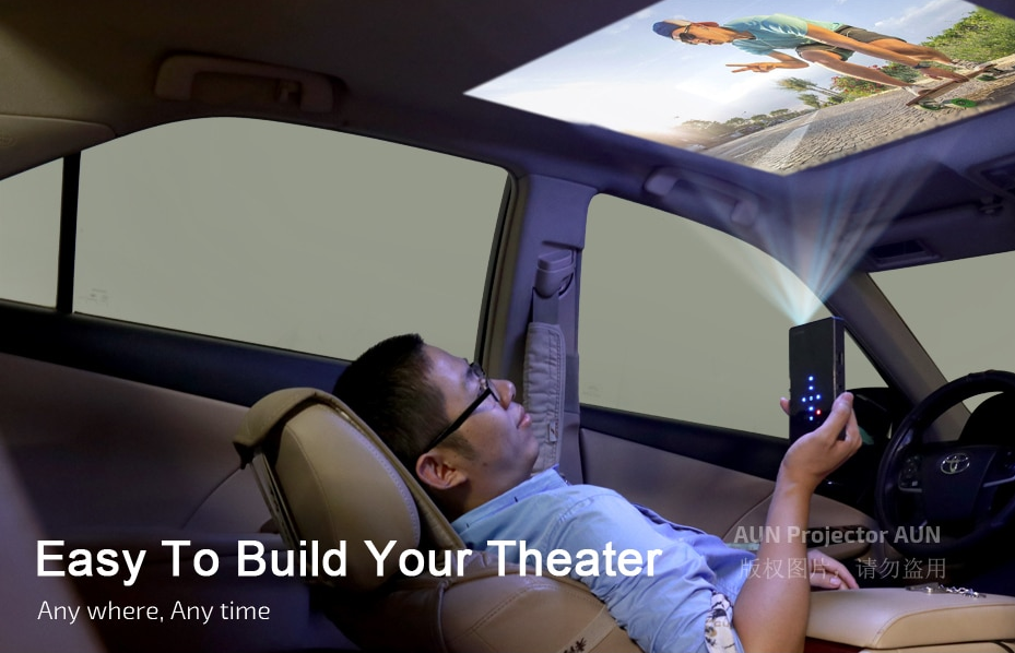 AUN Android 7.1 WIFI, Bluetooth, HDMI, Home Theater 2G+32G Mini D5S Smart Projector - Image 6
