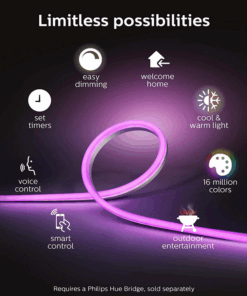 Alternative view of Philips Hue White & Color Ambiance 5m (Requires Hue Hub, Compatible with Amazon Alexa Apple HomeKit and Google Assistant) Outdoor Lightstrip, 16ft