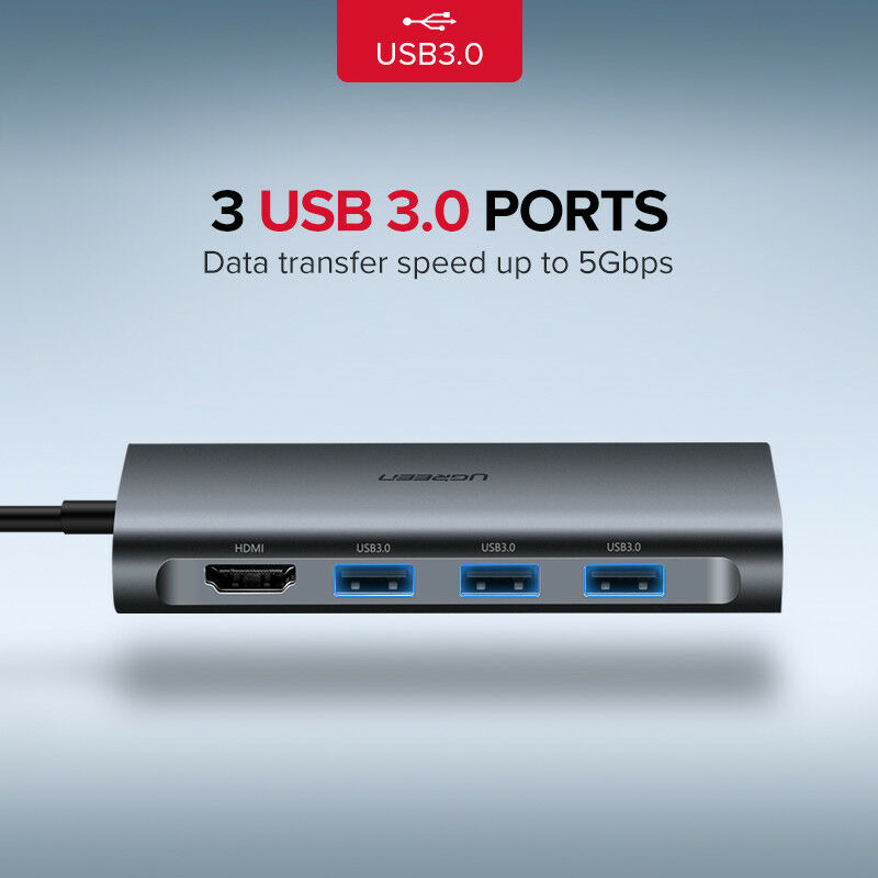 Ugreen USB 3.0 HUB PD Charger USB-C to HDMI VGA Card Reader Ethernet Adapter - Image 2