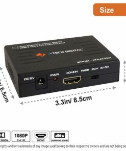 J-Tech Digital Premium Quality 1080P HDMI To HDMI + Audio (SPDIF + RCA Stereo) Audio Extractor Converter (JTDAT5CH)