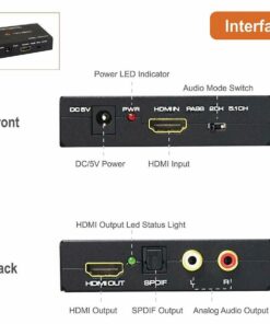 Alternative view of J-Tech Digital Premium Quality 1080P HDMI To HDMI + Audio (SPDIF + RCA Stereo) Audio Extractor Converter (JTDAT5CH)
