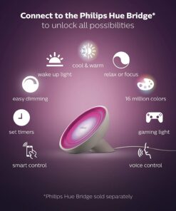 Philips Hue Bloom Dimmable LED Smart Table Lamp (Requires Hue Hub, Works with Amazon Alexa, Apple HomeKit and Google Assistant)
