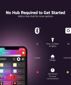 Alternative view of Philips Hue White and Color Ambiance A19 LED Smart Bulb, Bluetooth & Zigbee compatible (Hue Hub Optional), Works with Alexa & Google Assistant – A Certified for Humans Device