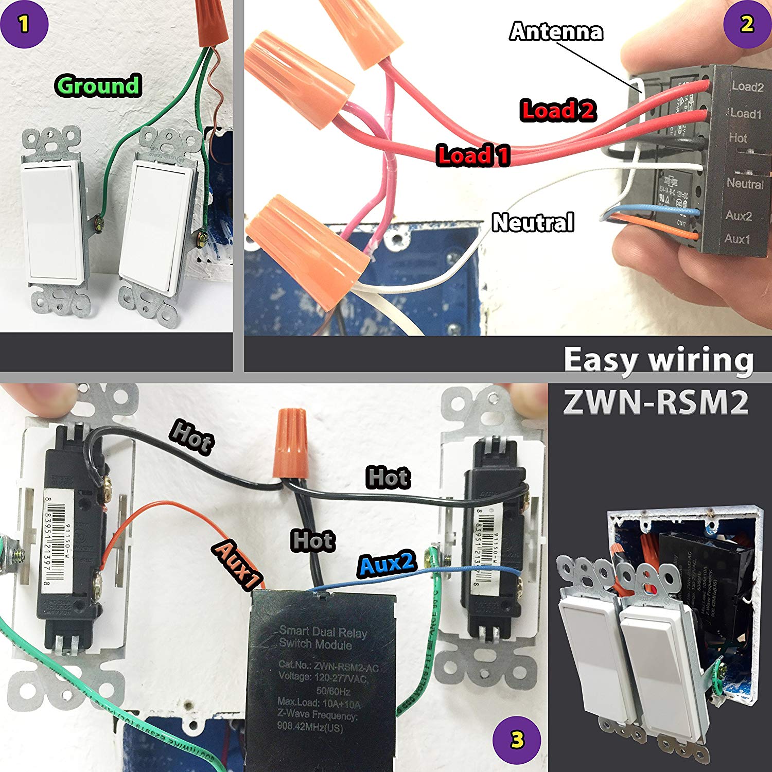 ZWN-RSM2 Plus Z-Wave Smart Dual Relay Switch Module Home Wireless Automation - Image 5