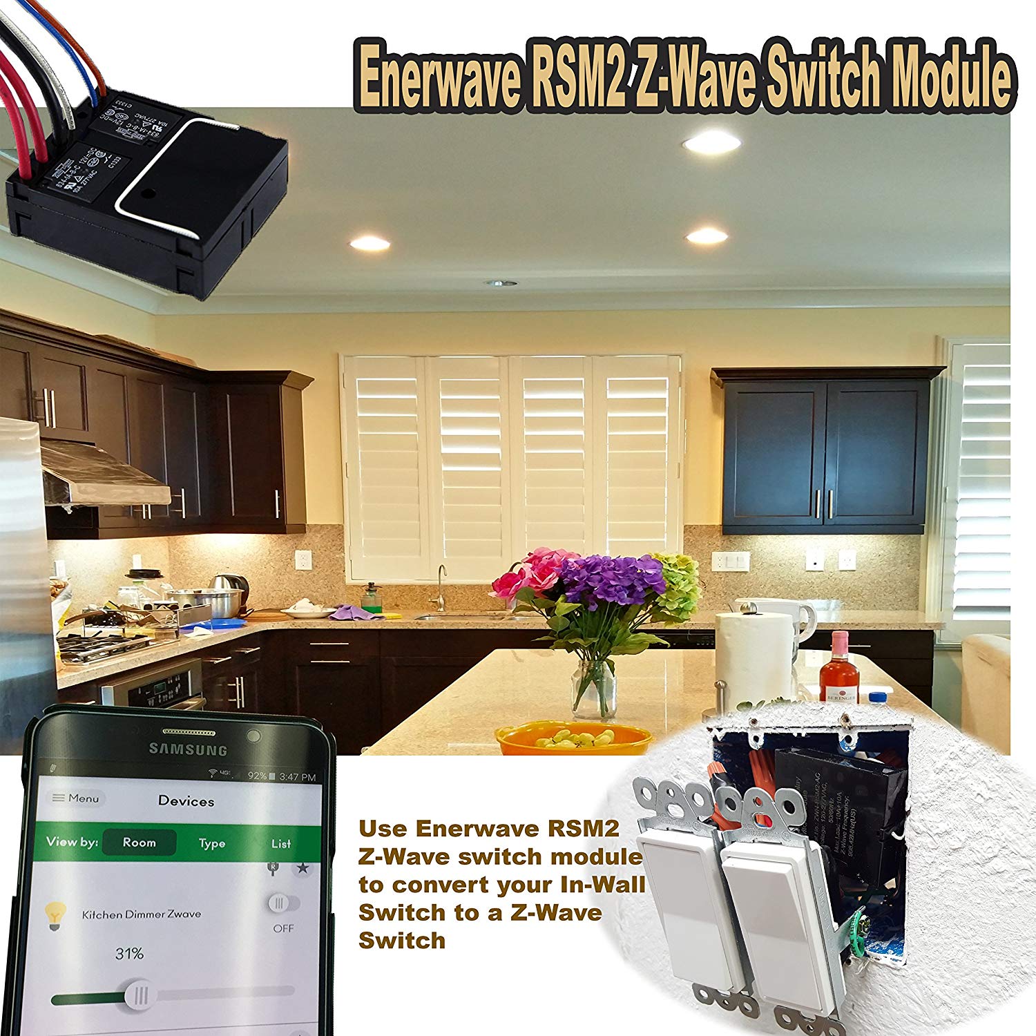 ZWN-RSM2 Plus Z-Wave Smart Dual Relay Switch Module Home Wireless Automation