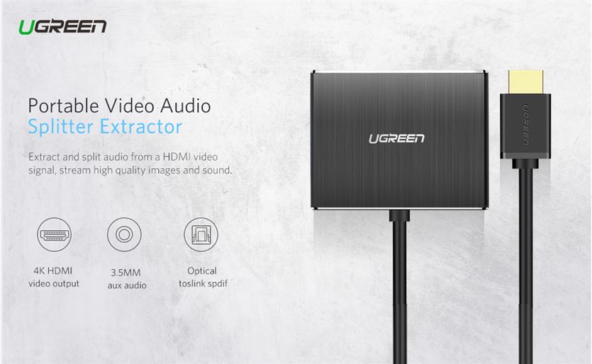 Ugreen HDMI Audio Extractor 4K HDMI Audio Splitter Optical Toslink SPDIF Audio Adapter Converter 3.5 jack for PS4, HDMI Splitter - Image 5