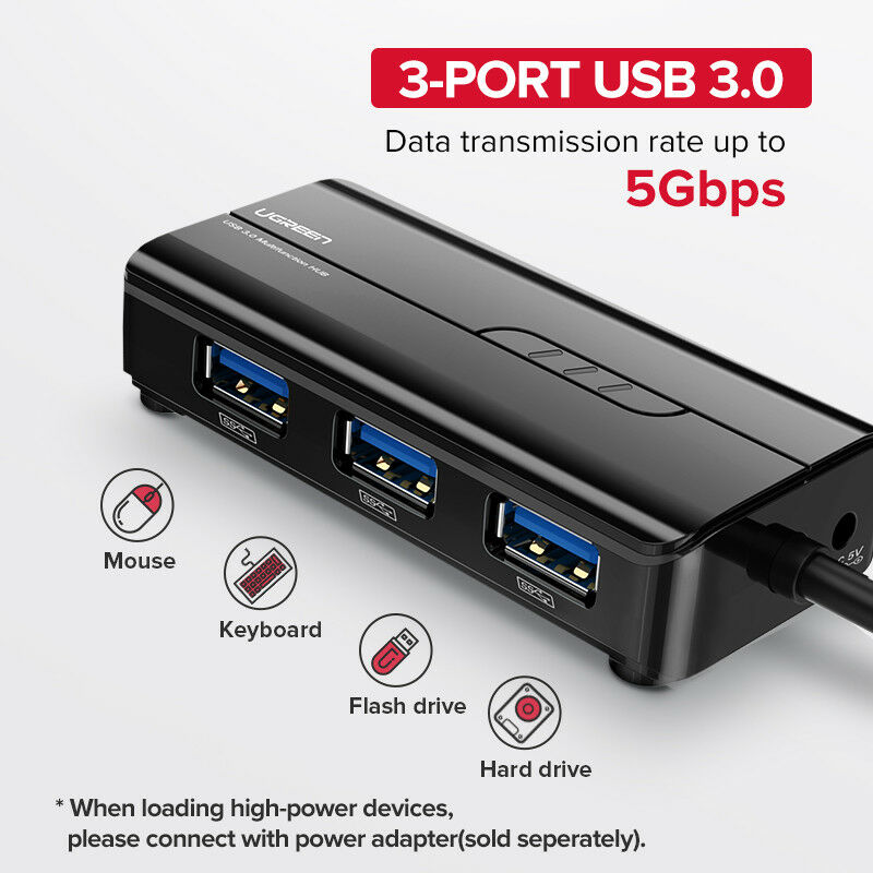 Ugreen Gigabit Ethernet Adapter 3 Ports USB 3.0/ 2.0 Hub +RJ45 Network for Mi Box 3/S/MacBook/Windows/Linux - Image 11
