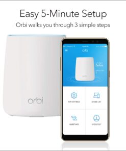 Alternative view of NETGEAR Orbi Tri-band Whole Home Mesh WiFi System with 3Gbps Speed (RBK50) – Router & Extender replacement covers up to 5,000 sq. ft., 2-pack includes 1 router & 1 satellite