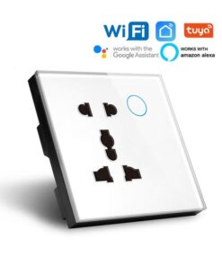WIFI Smart Wall Socket (16A) with control switch-Crystal tempered glass panel