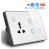 WIFI Socket with 4 Gang WIFI Switch 600W,WIFI Intelligent Wall Socket 16A,compatible Alexa,Google assistant