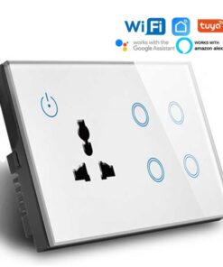 WIFI Socket with 4 Gang WIFI Switch 600W,WIFI Intelligent Wall Socket 16A,compatible Alexa,Google assistant