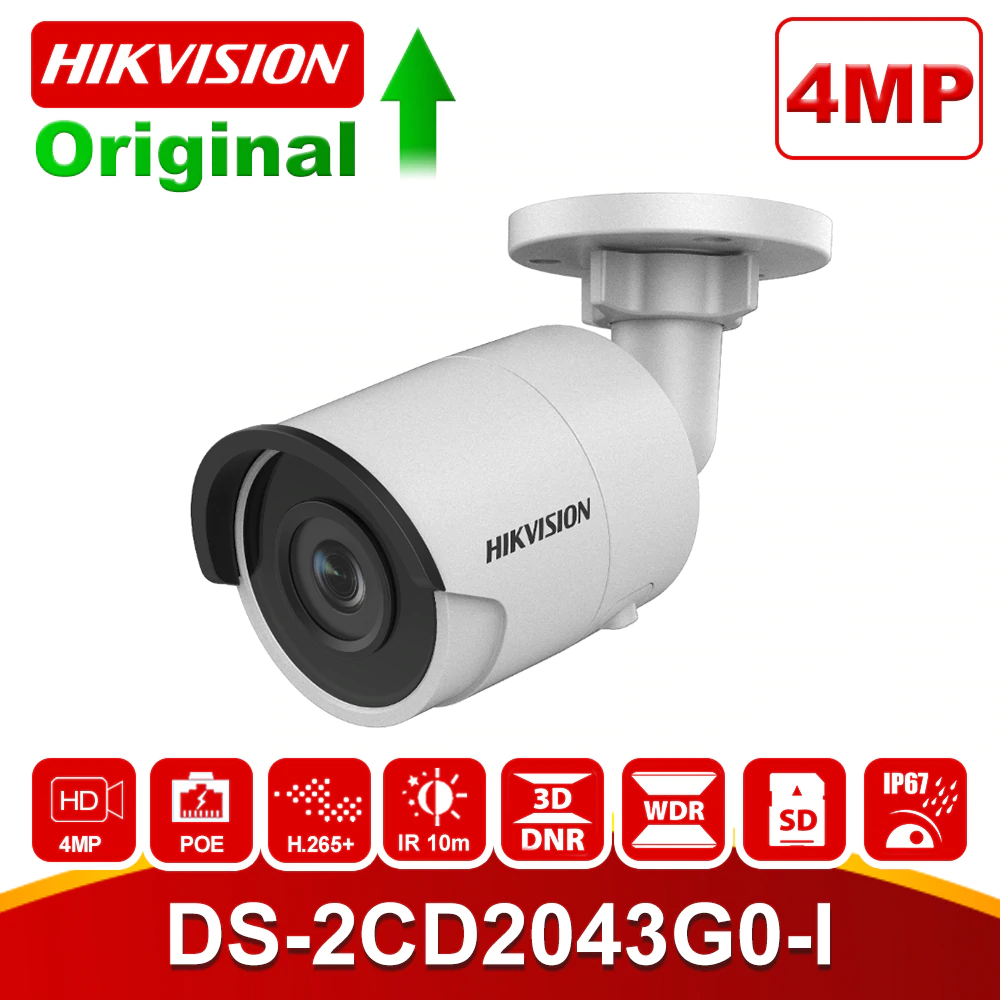 Hikvision DS-2CD2043G0-I 4MP Outdoor Network Bullet Camera with Night Vision & 4mm Lens