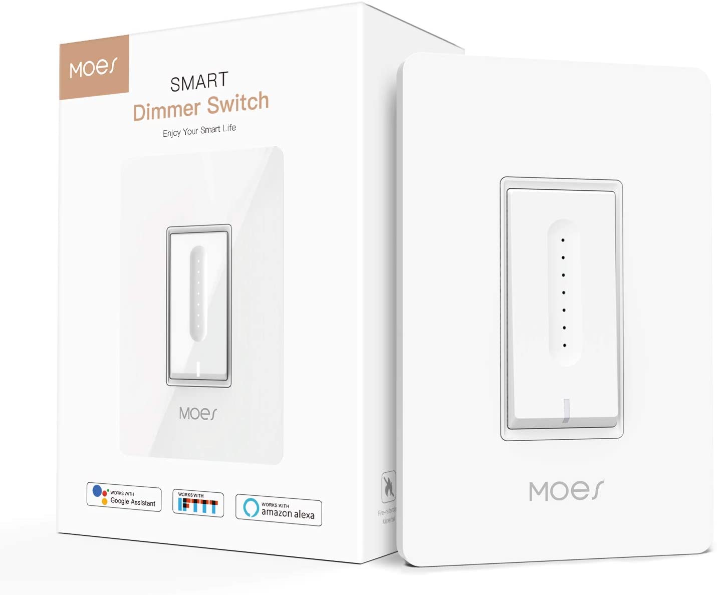 MOES WiFi Smart Light Dimmer Switch,Compatible with Alexa Google Home for Voice Control,No Hub Required