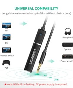 UGREEN Bluetooth 4.2 Transmitter Wireless Audio Adapter Dual Link aptX Low Latency USB Powered with Digital Optical Toslink for TV, PC, Pairing 2 Bluetooth Headphones Speaker