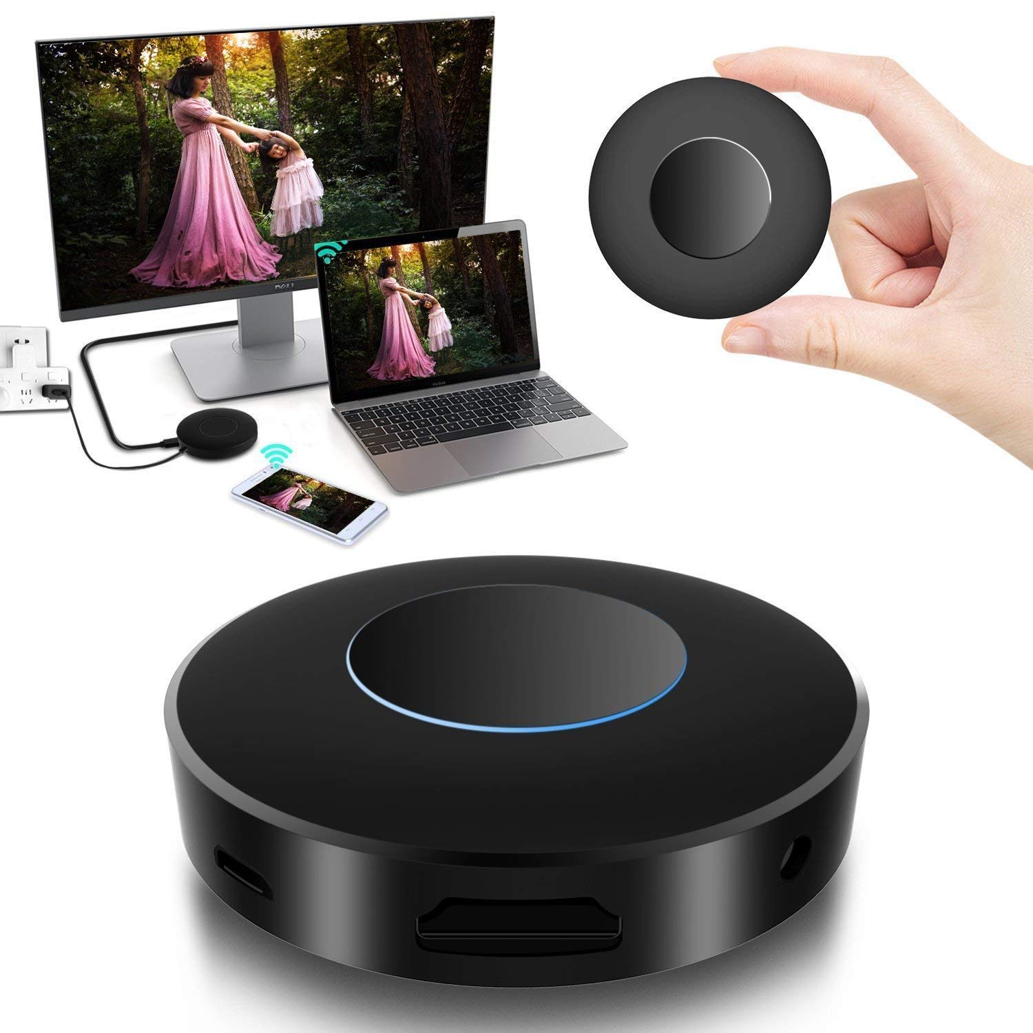 WiFi Display Dongle, Wireless Display Receiver for iOS iPhone iPad/Android Smartphones/ Windows/ Macbook