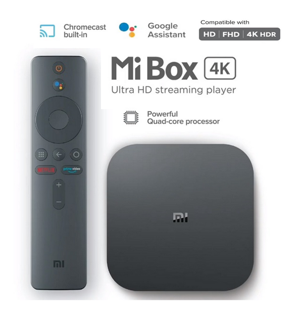 XIAOMI Mi Box 4K HDR Android TV 9.0 with Google Assistant Remote - Wi-Fi - Bluetooth 4.2 2GB RAM 8 GB Memory - Black