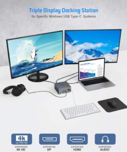 Alternative view of TOTU USB-C 4K@30Hz Triple Display Docking Station with Charging Support for Macbook Pro & Windows USB 3.1 Gen2 Type C Systems (2 HDMI,DP,7 USB Ports, 60W USB PD),NOT for macOS Extended Display