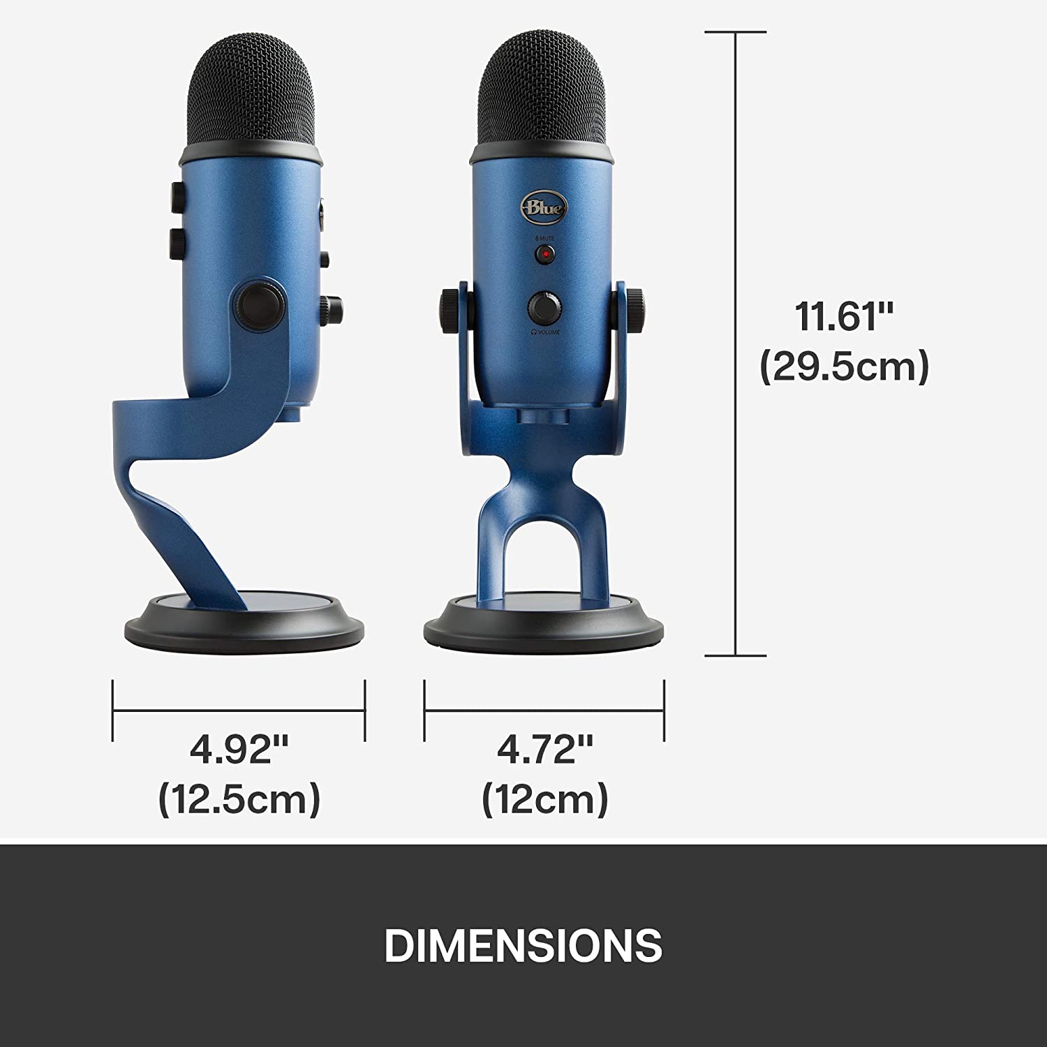 Blue Yeti USB Mic for Recording and Streaming on PC and Mac, 3 Condenser Capsules, 4 Pickup Patterns, Headphone Output and Volume Control, Mic Gain Control, Adjustable Stand, Plug and Play (Midnight Blue) - Image 10