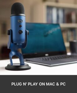 Alternative view of Blue Yeti USB Mic for Recording and Streaming on PC and Mac, 3 Condenser Capsules, 4 Pickup Patterns, Headphone Output and Volume Control, Mic Gain Control, Adjustable Stand, Plug and Play (Midnight Blue)