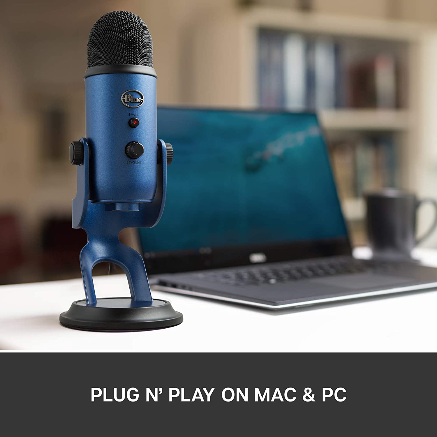 Blue Yeti USB Mic for Recording and Streaming on PC and Mac, 3 Condenser Capsules, 4 Pickup Patterns, Headphone Output and Volume Control, Mic Gain Control, Adjustable Stand, Plug and Play (Midnight Blue) - Image 2