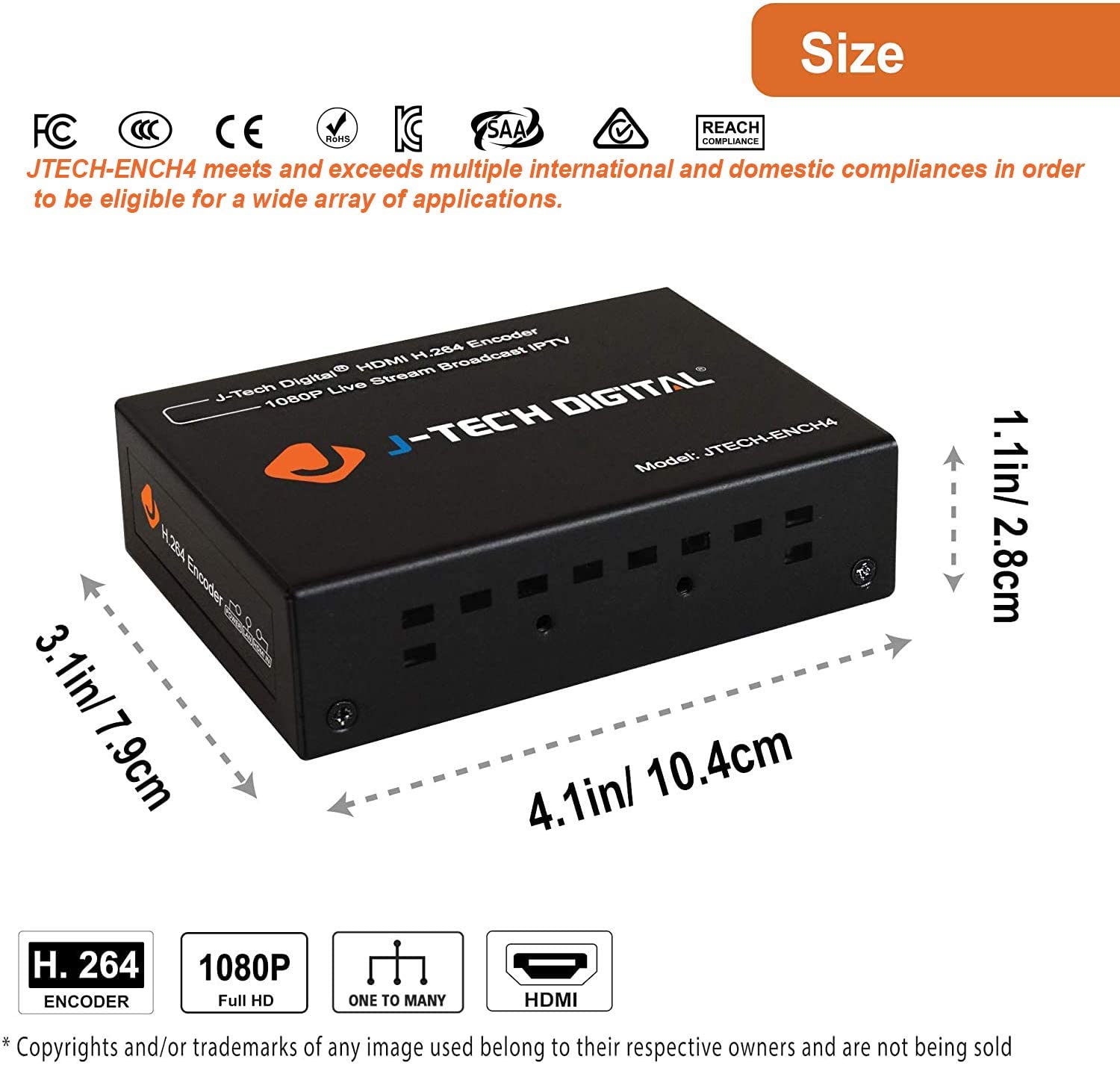 J-Tech Digital H.264 IP Encoder 1080p@60Hz Supports RTSP, RTP, RTMPS, RTMP, HTTP, UDP, ONVIF, Live Broadcast for YouTube, Facebook, Twitch - Image 2