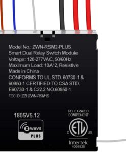 ENERWAVE Z-Wave Plus Dual Relay Module ZWN-RSM2-PLUS, Black (New Version)