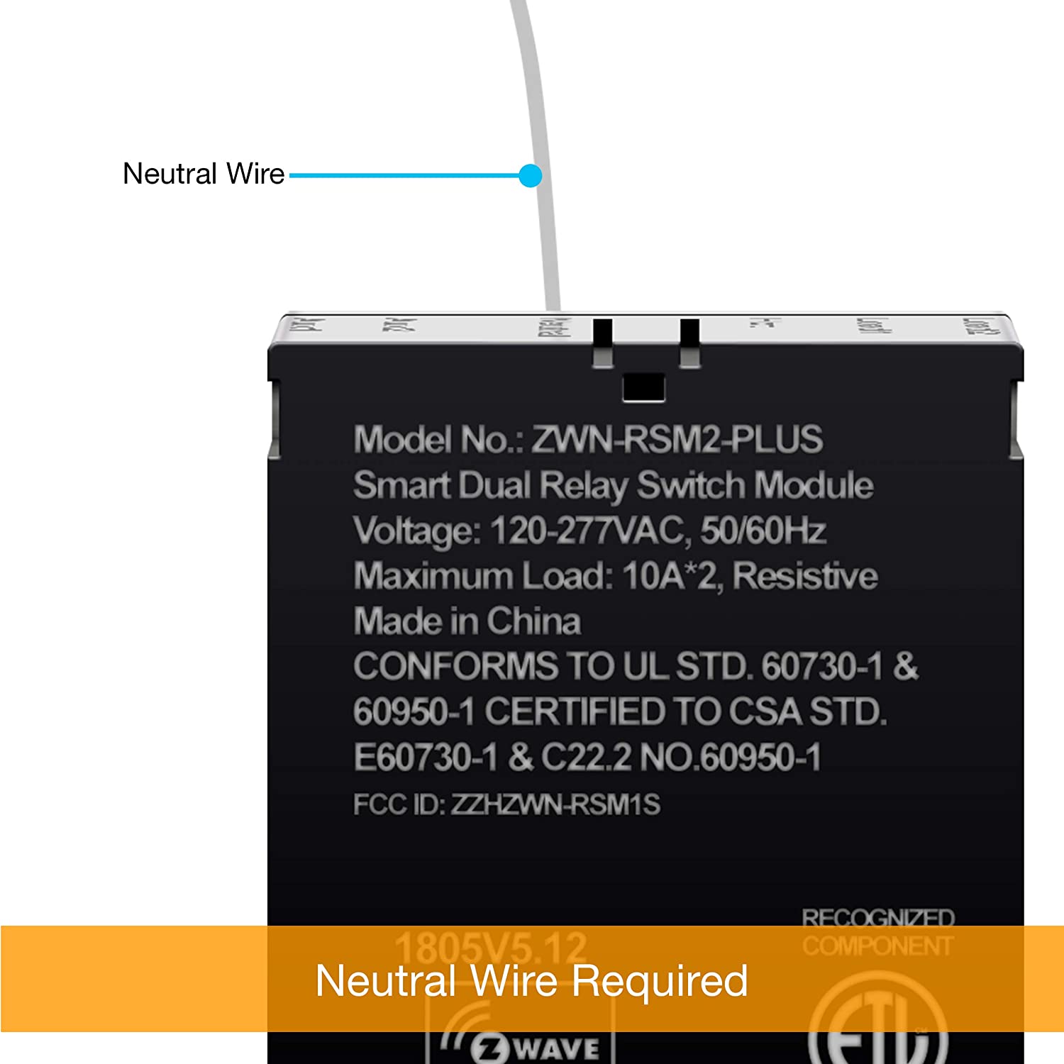 ENERWAVE Z-Wave Plus Dual Relay Module ZWN-RSM2-PLUS, Black (New Version) - Image 4