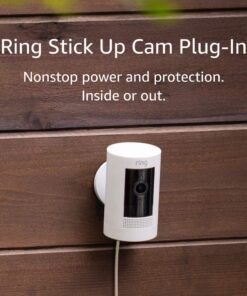 Ring Stick Up Cam Plug-In HD Security Camera with two-way talk, Works with Alexa - White (3rd Gen)