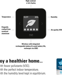 Alternative view of Eve Room - Indoor air Quality Sensor to Monitor air Quality (VOC), Temperature & Humidity, Apple HomeKit Technology, Bluetooth,