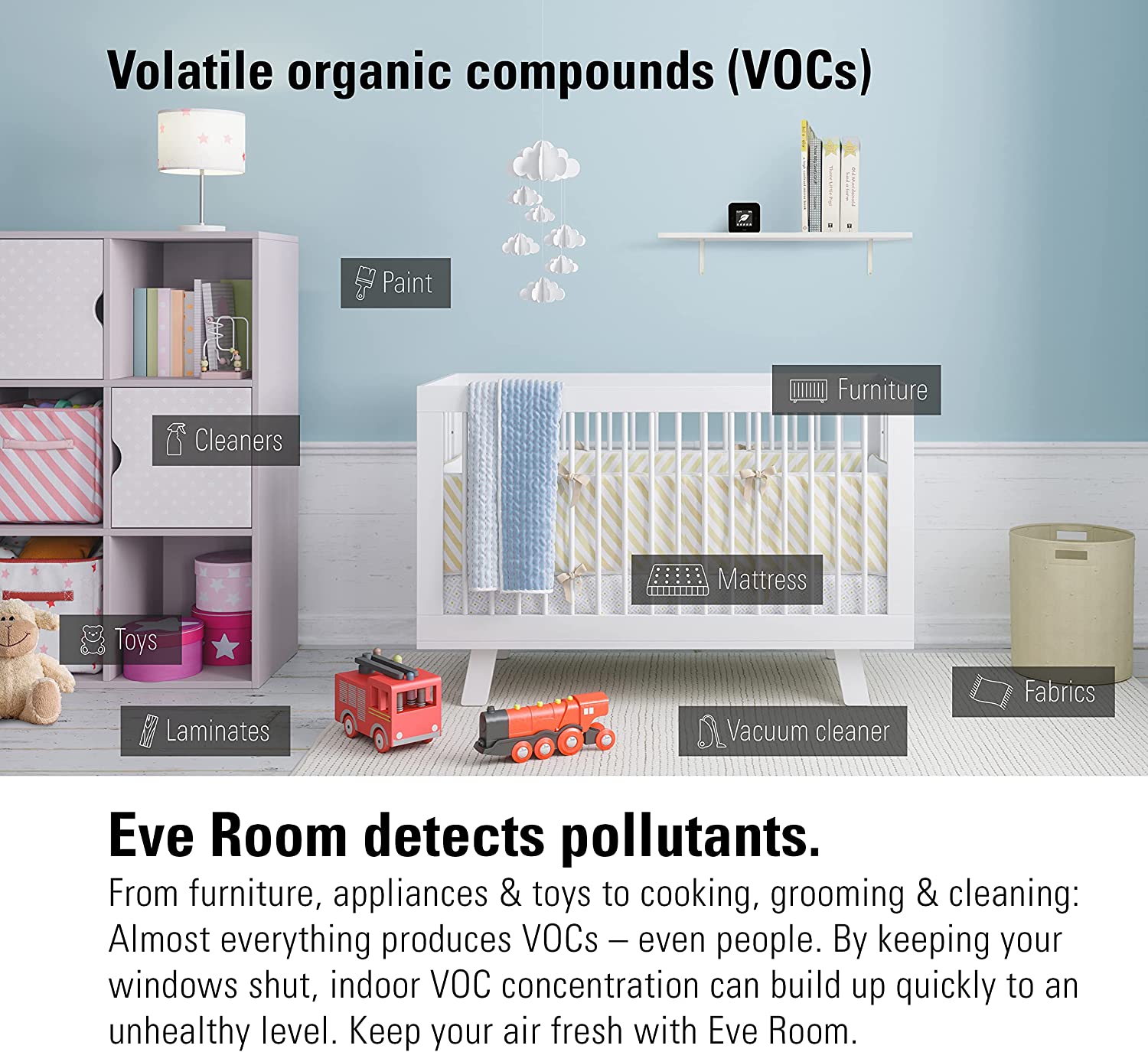 Eve Room - Indoor air Quality Sensor to Monitor air Quality (VOC), Temperature & Humidity, Apple HomeKit Technology, Bluetooth, - Image 3