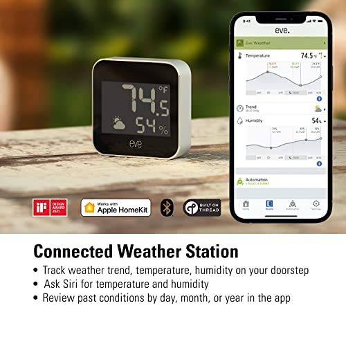 Eve Weather - Apple HomeKit Smart Home, Connected Outdoor Weather Station for Tracking Temperature, Humidity & Barometric Pressure, Precision Sensors, Wireless, Bluetooth - Image 2