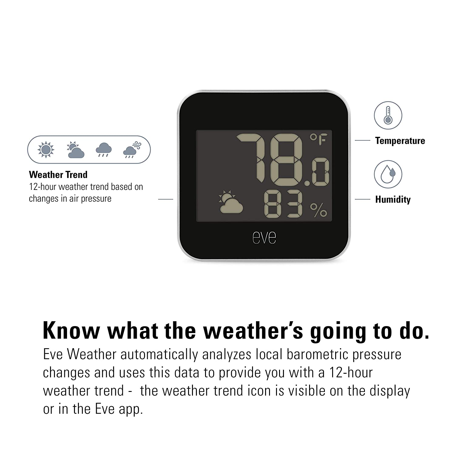Eve Weather - Apple HomeKit Smart Home, Connected Outdoor Weather Station for Tracking Temperature, Humidity & Barometric Pressure, Precision Sensors, Wireless, Bluetooth - Image 3