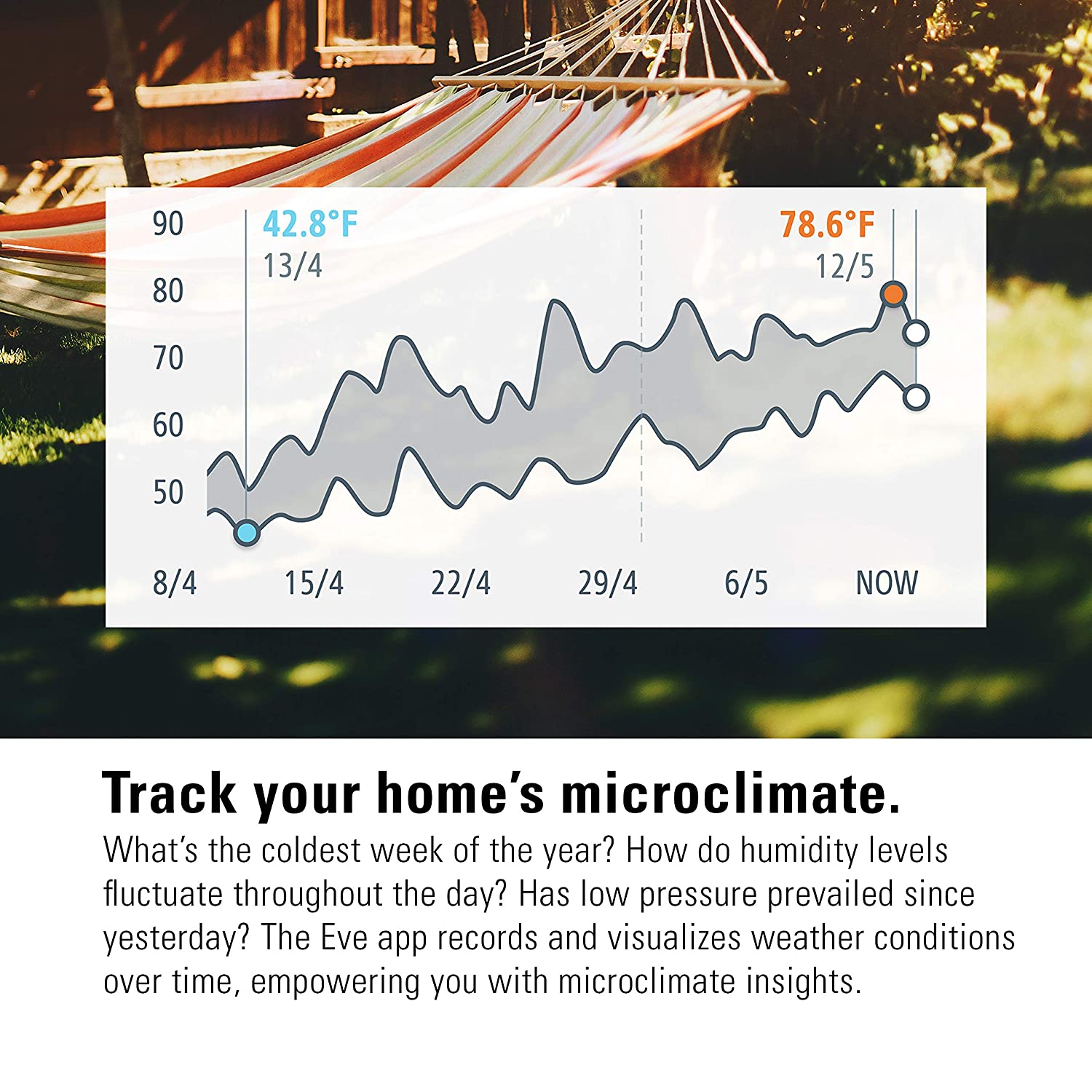 Eve Weather - Apple HomeKit Smart Home, Connected Outdoor Weather Station for Tracking Temperature, Humidity & Barometric Pressure, Precision Sensors, Wireless, Bluetooth - Image 4
