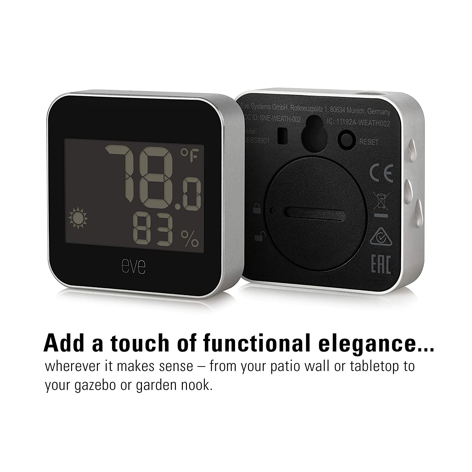 Eve Weather - Apple HomeKit Smart Home, Connected Outdoor Weather Station for Tracking Temperature, Humidity & Barometric Pressure, Precision Sensors, Wireless, Bluetooth - Image 8
