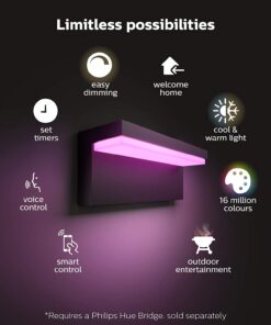 Alternative view of Philips Hue Nyro White and Colour Ambiance LED Smart Outdoor Wall Light for Garden, Patio