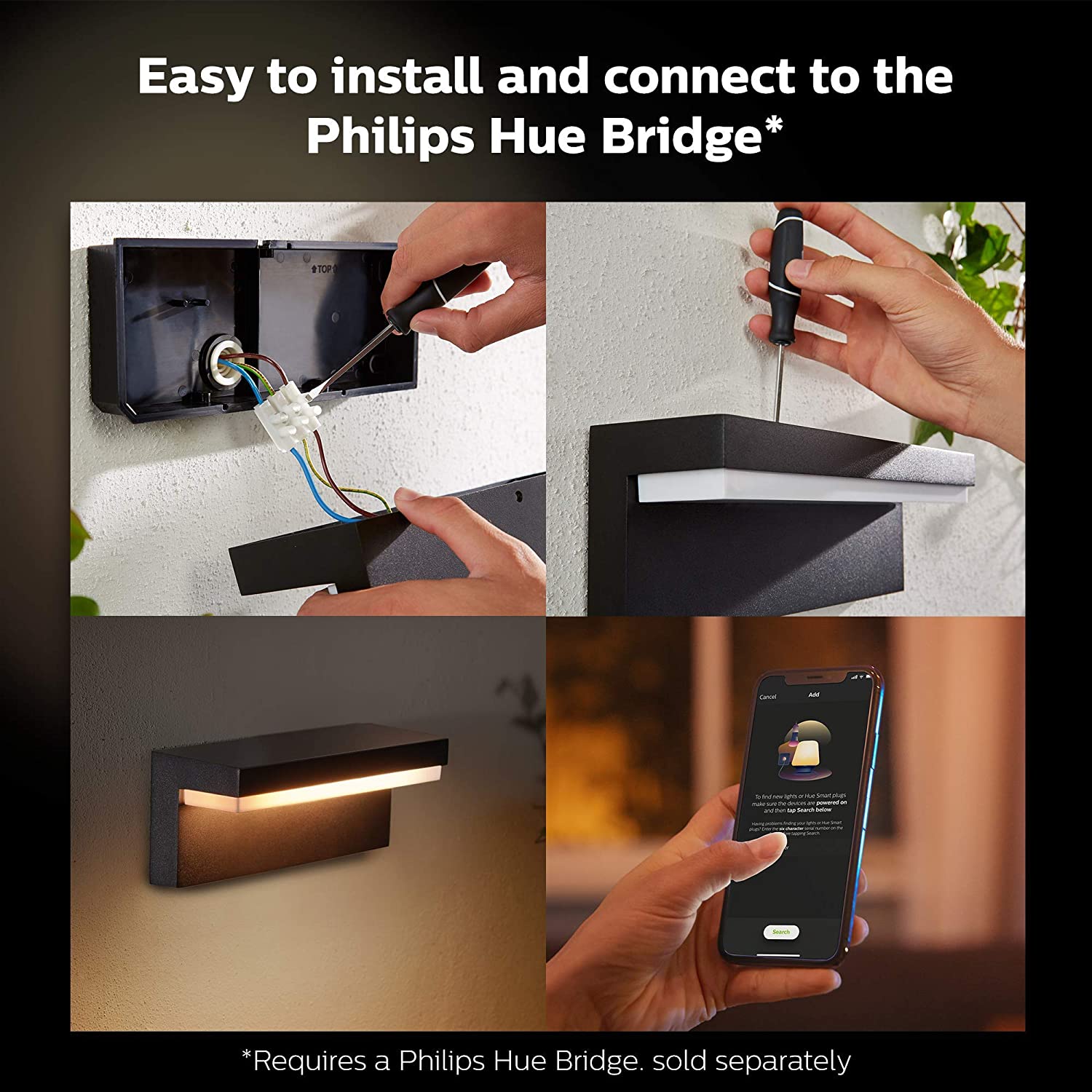 Philips Hue Nyro White and Colour Ambiance LED Smart Outdoor Wall Light for Garden, Patio - Image 6