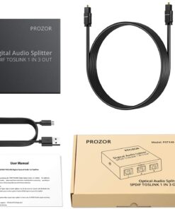 Alternative view of PROZOR Digital Optical Audio Splitter 5.1CH 1 x 3 SPDIF Toslink Splitter