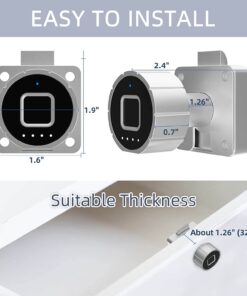 Alternative view of LinkSmart Fingerprint Cabinet Lock, Biometric Keyless Child Safety Bluetooth Electric Smart Drawer Lock for File Cabinet, Secret Safe, Cupboard, Nightstand, Hidden Door, Double Door